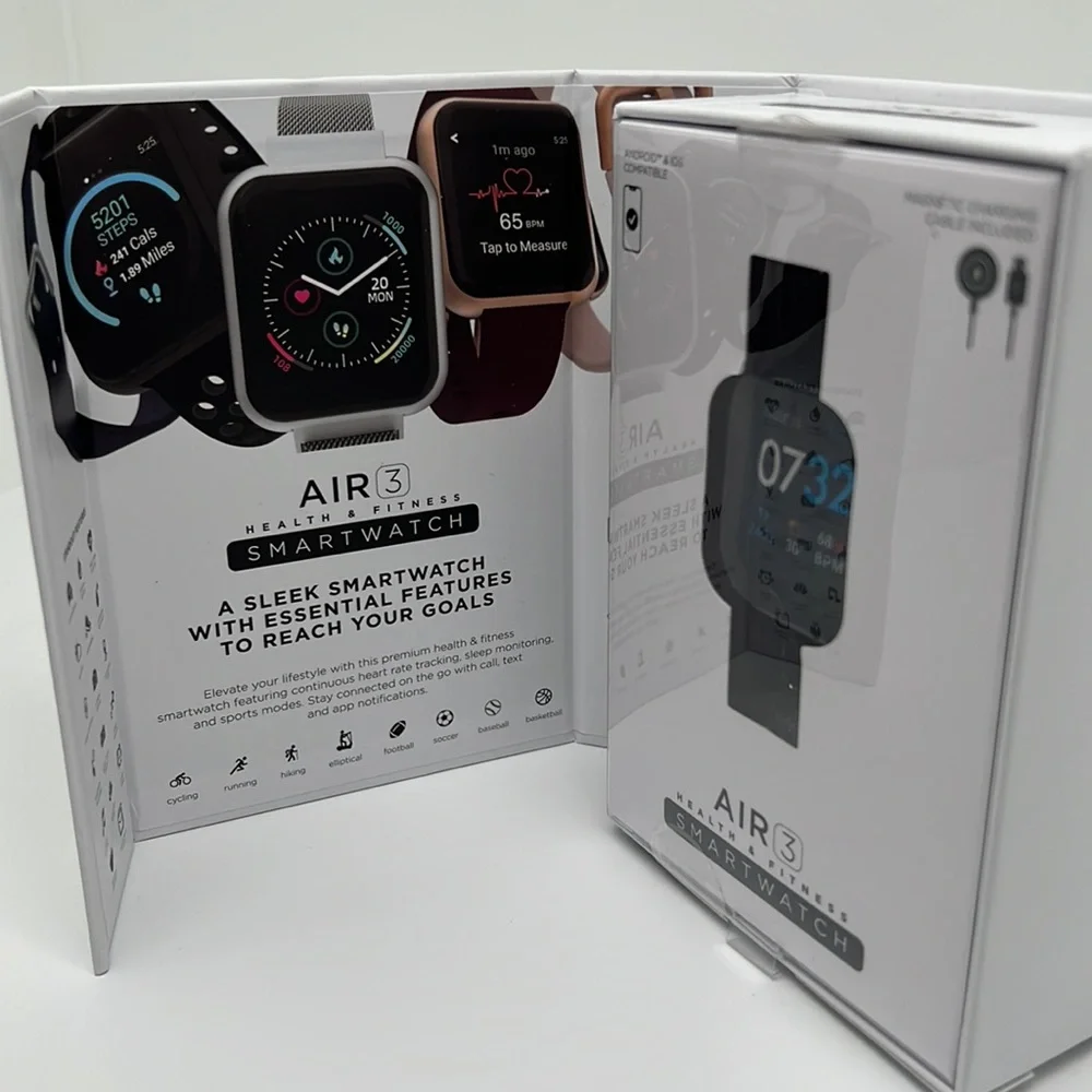 ITOUCH Air 3 Unisex Heart Rate Black Strap Smart Watch 44mm